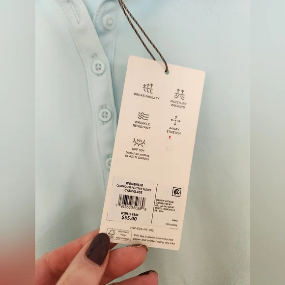 Walter Hagen Women's Clubhouse Flutter Sleeve Golf Shirt, size M, Light Blue NWT - Picture 7 of 10